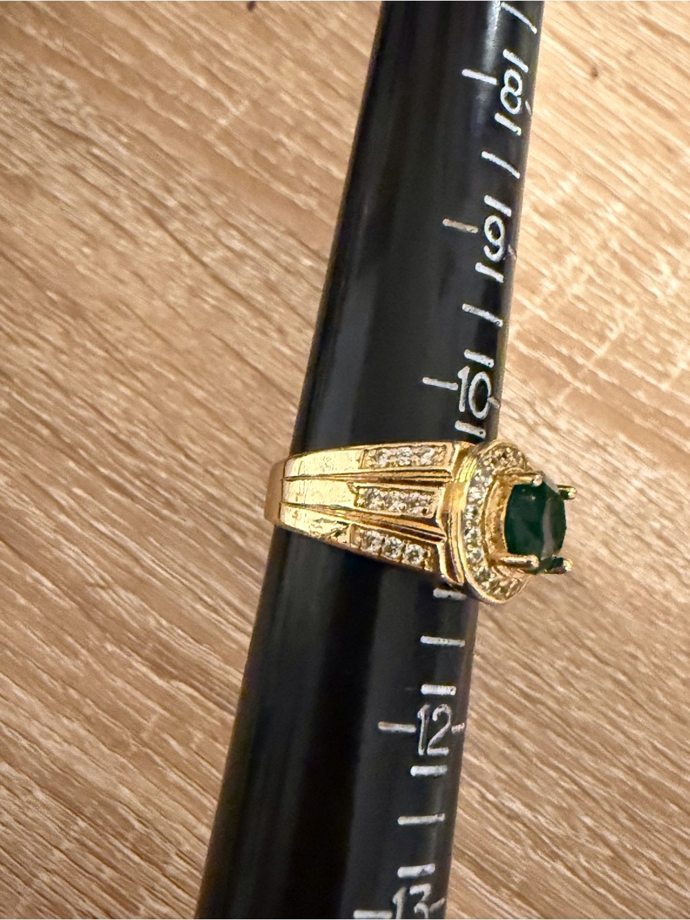 Gold-Tone Green Stone Halo Ring - Women Jewelry